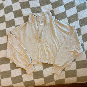 Aerie Light Gray Quarter-Zip Pullover